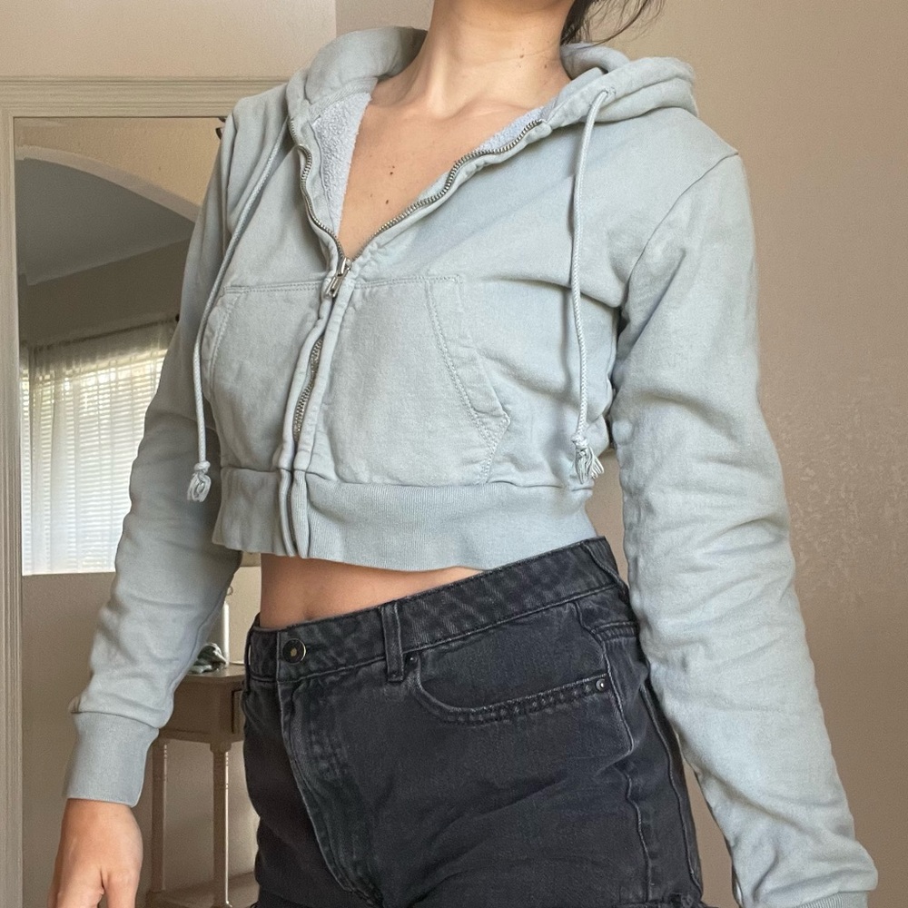💛John Galt Cropped Sage Green Hoodie